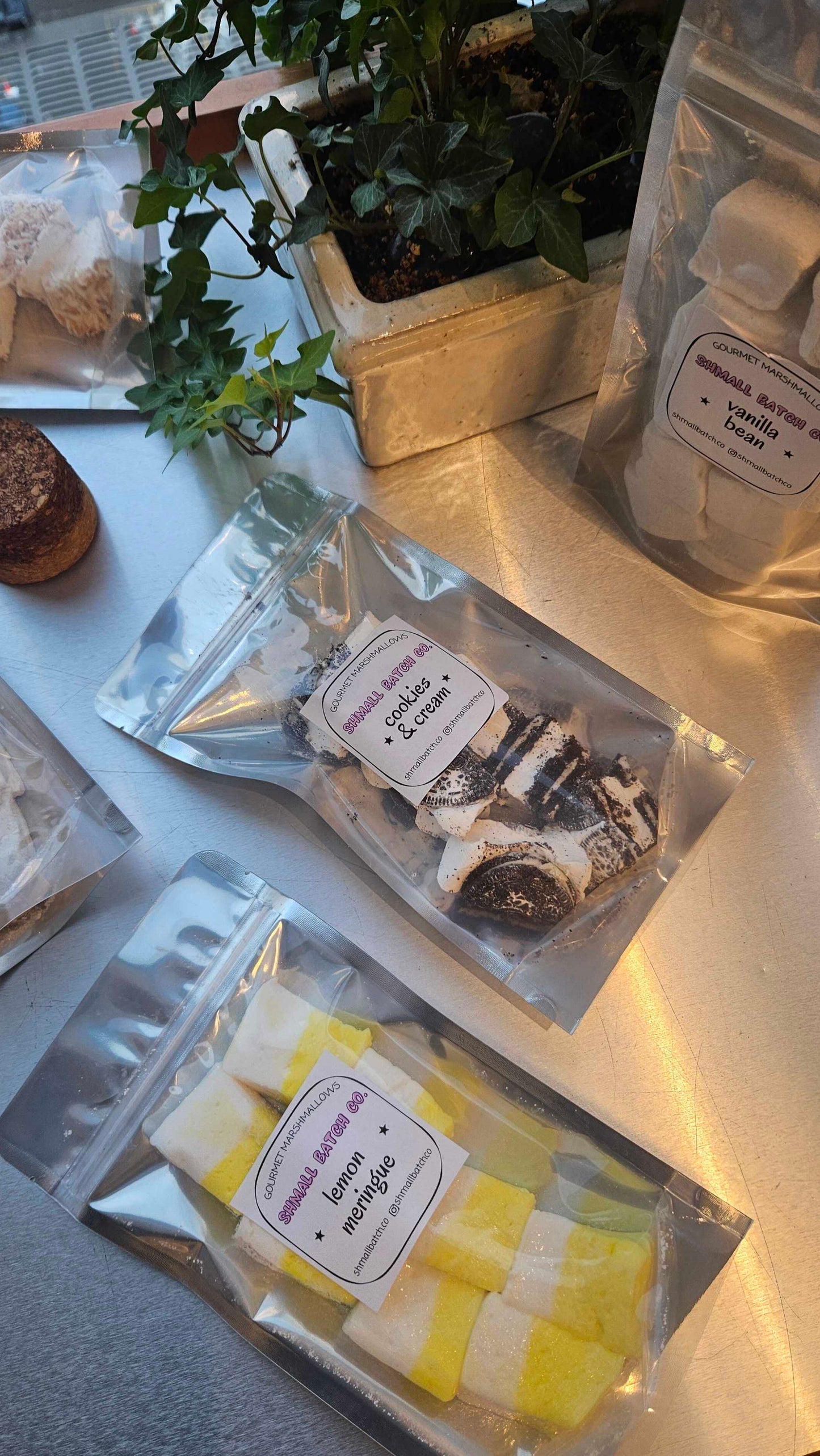 Packs of marshmallows - Cookies and Cream, Vanilla Bean, Lemon Meringue