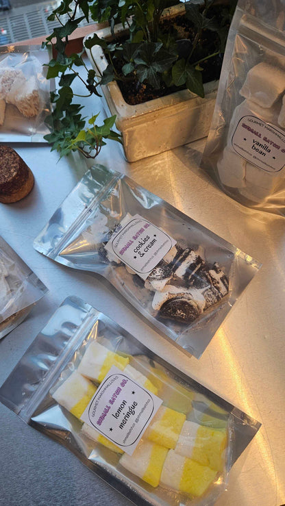 Packs of marshmallows - Cookies and Cream, Vanilla Bean, Lemon Meringue